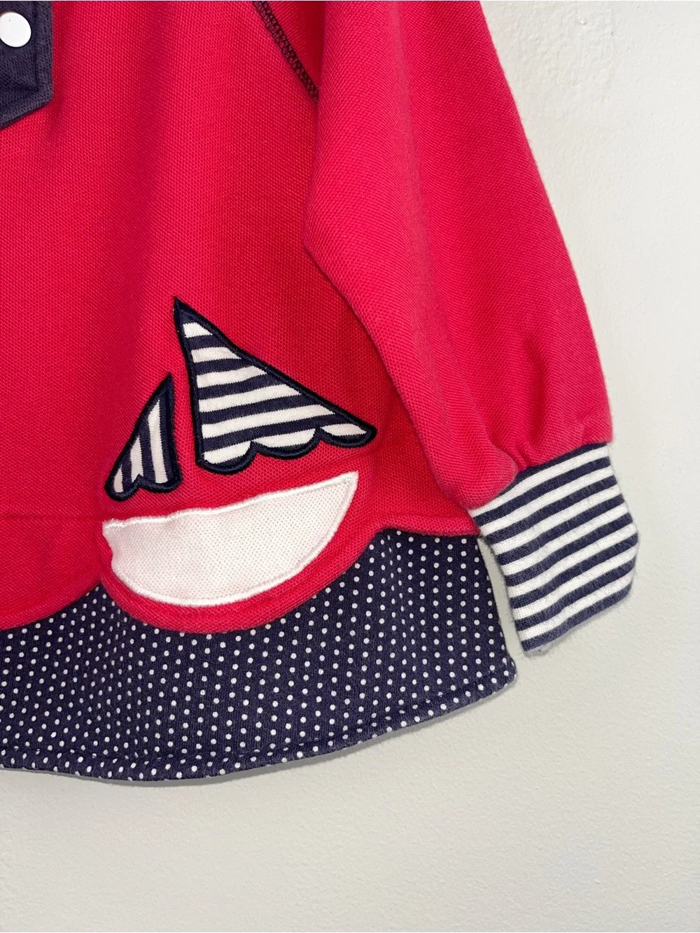 Gymboree 90s Nautical Embroidered Sailboat Rainbow Tag Polka Dot Vintage Top M